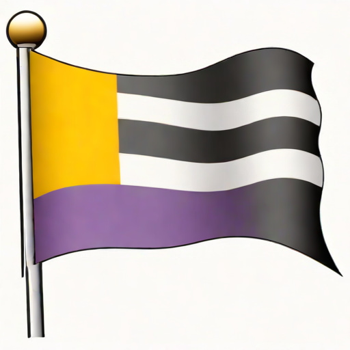 Black Purple White Yellow Flag