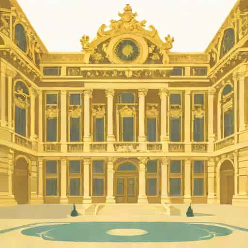 Extravagant Court At The Immense Palace Of Versailles