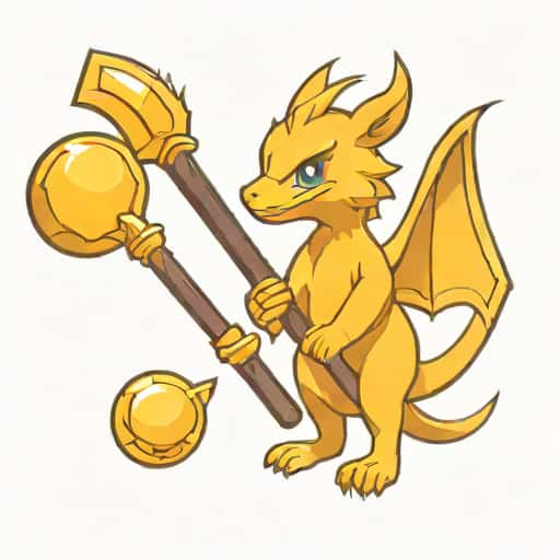 Gold Wyrmling Staff And Cacophony