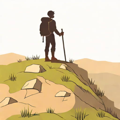 Joe A Hiker Stands At The Top Of A Hill