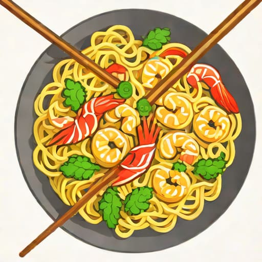 Noodles And Shrimp Stir Fry