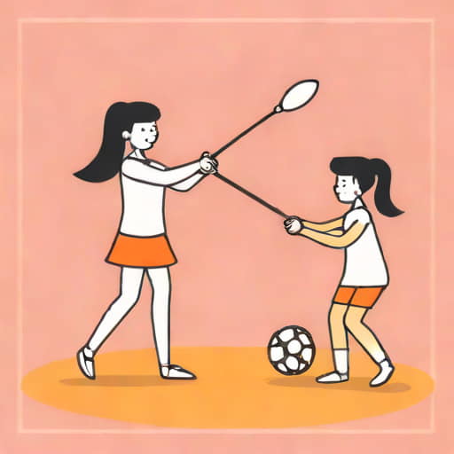 Girls Playing Battledore And Shuttlecock