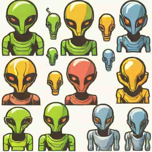 Alien Group Of Cybernetic Humanoids