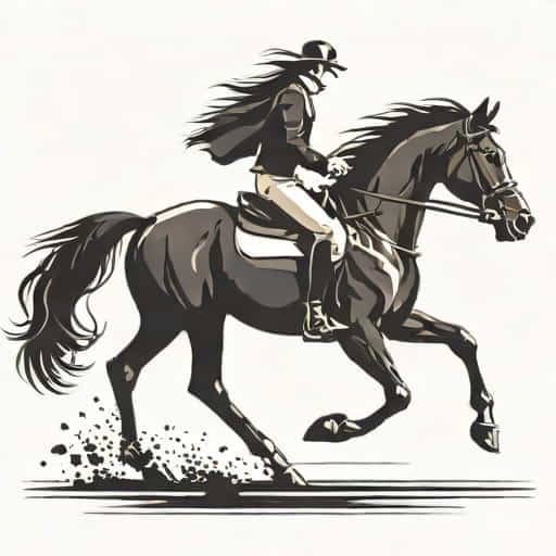 Black Horse Cantering