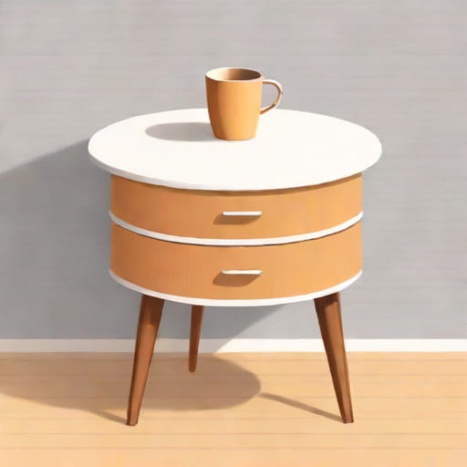 Round Bedside Table With Drawer