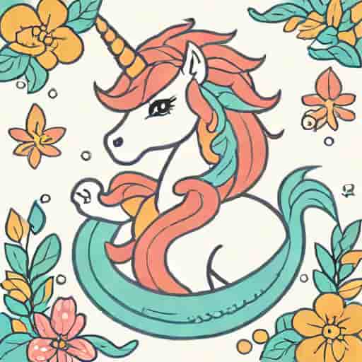 Unicorn Mermaid Coloring Pages