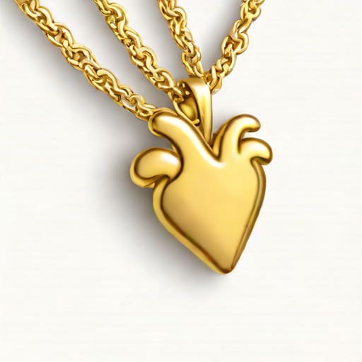 Gold Anatomical Heart Necklace
