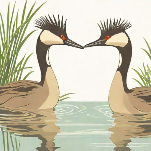 Great Crested Grebe Male And Female