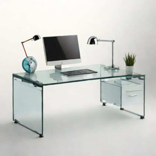 Onespace Ultramodern Glass L Shape Desk