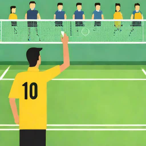 The Linesman Announces The Score Of The Players Badminton