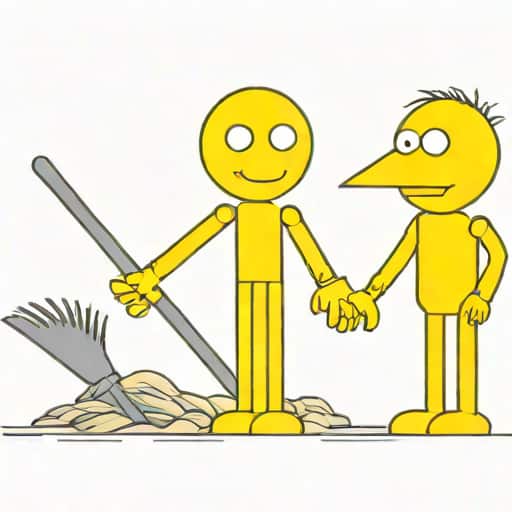 Yellow Puppet Alongside Sweep And Soo