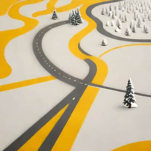 Yellow Snow Road Kazakhstan
