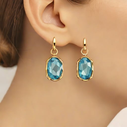 Yellow Gold Aquamarine Earrings