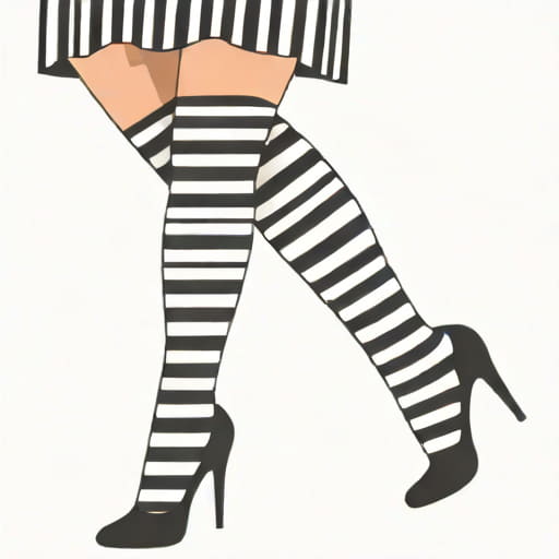 Girls Black And White Striped Tights