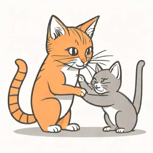 Kitten Swatting At Older Cat
