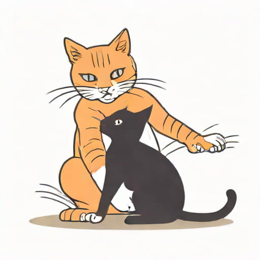 Resident Cat Swatting New Kitten