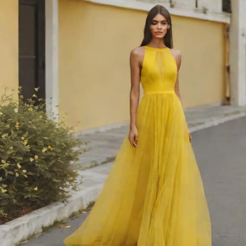 Yellow Tulle Maxi Dress