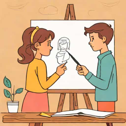 Boy Admiring Girl Drawing