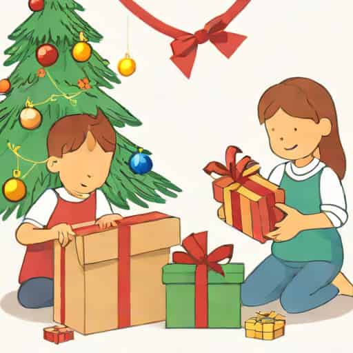 Kids Unwrapping Christmas Presents