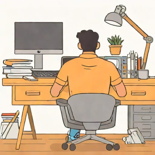 Ramesh On His Desk In Impatience
