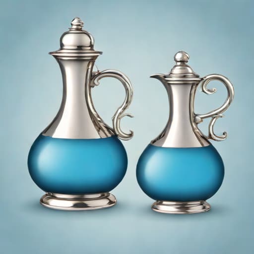 Silver Cruet Set With Blue Glass
