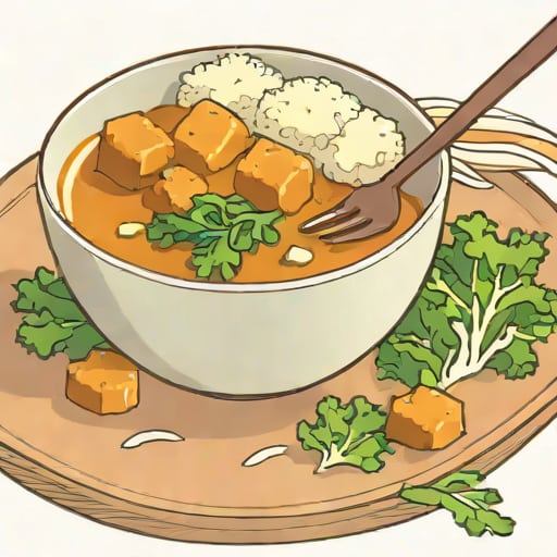 Cupful Of Kale Tofu Katsu Curry