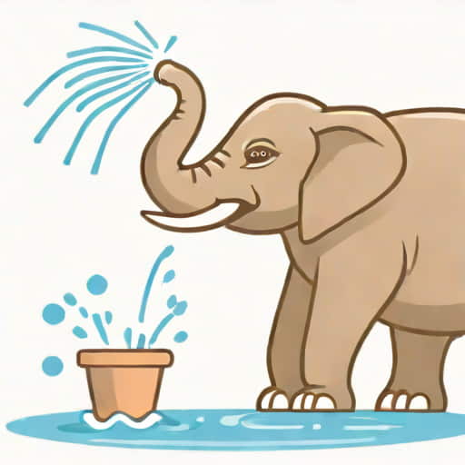 Elephant Sprinkling Water