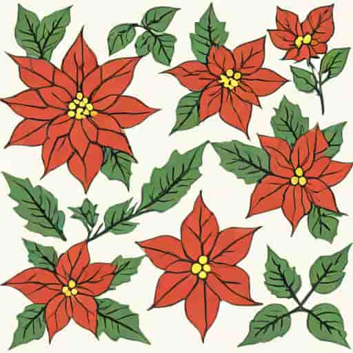 Faux Poinsettia Stems