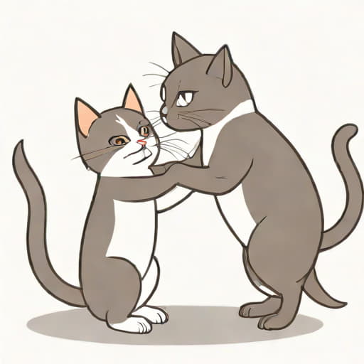 Adult Cat Swatting At Kitten