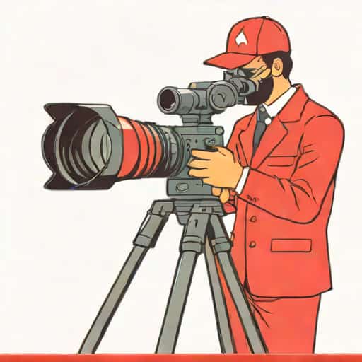 Red Suited Large Cameraman
