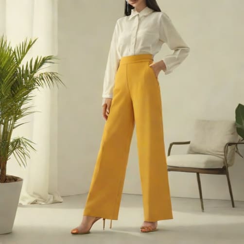 Yellow Wide Leg Pants