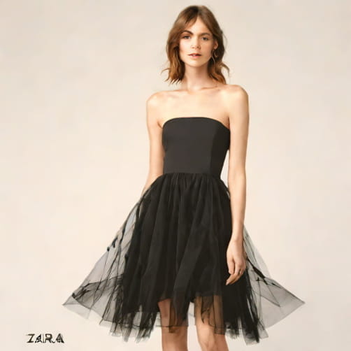 Zara Strapless Tulle Dress