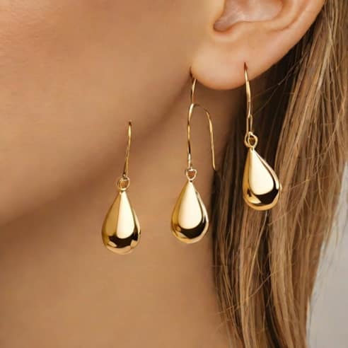 Gold Tear Drop Earrings