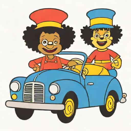 Noddy Big Ears And Golliwog Car