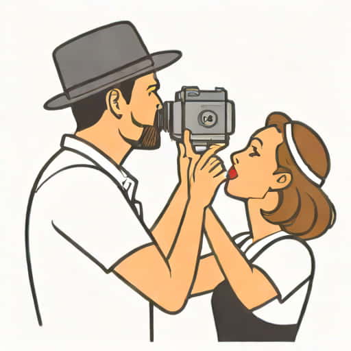 Plunger Cameraman And Camerawoman Kissing