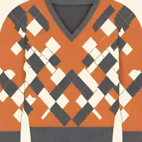 V Neck Argyle Sweater