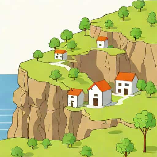 Village On Basaltic Cliff