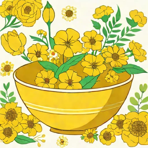 Yellow Pyrex Bowl With Flowers