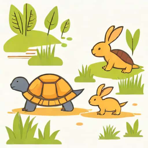 A Turtle And A Rabbit Engage In A Footrace