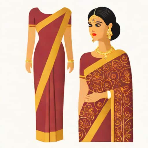 Golden Saree With Maroon Blouse