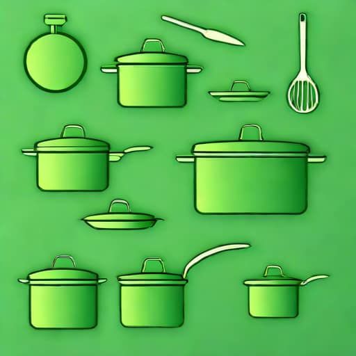 Houseful Pots And Pans Green