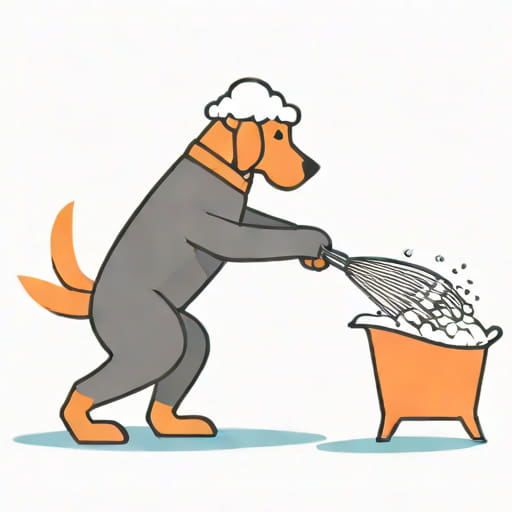 Using A Whisk To Remove Snow From Dog