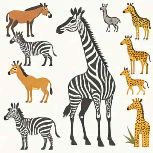 Zebra Giraffe Cassowary Gazelle Cheetah Meerkat