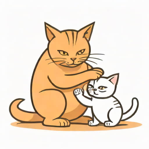 Older Cat Swatting New Kitten