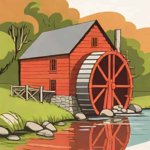 E Thomas Red Watermill Painting
